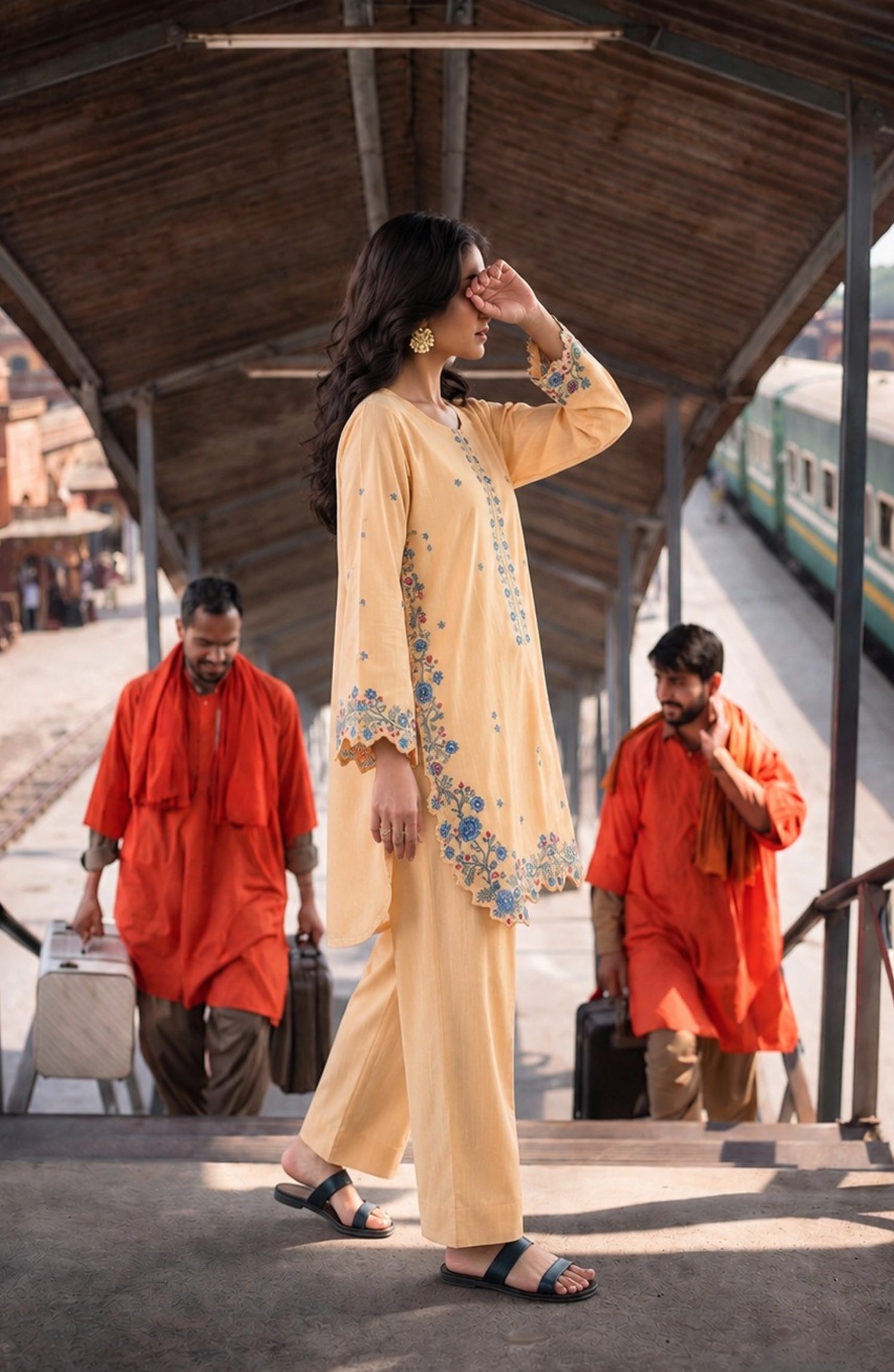 Amna Khadija Embroidered Khaddar Stitched 2 Piece Co-ord Sets - AKPF-06 - AM26AKPF - Yellow - Winter Collection