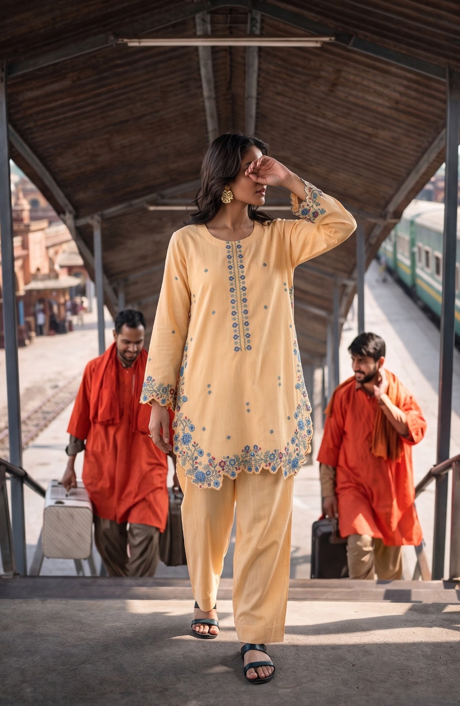 Amna Khadija Embroidered Khaddar Stitched 2 Piece Co-ord Sets - AKPF-06 - AM26AKPF - Yellow - Winter Collection