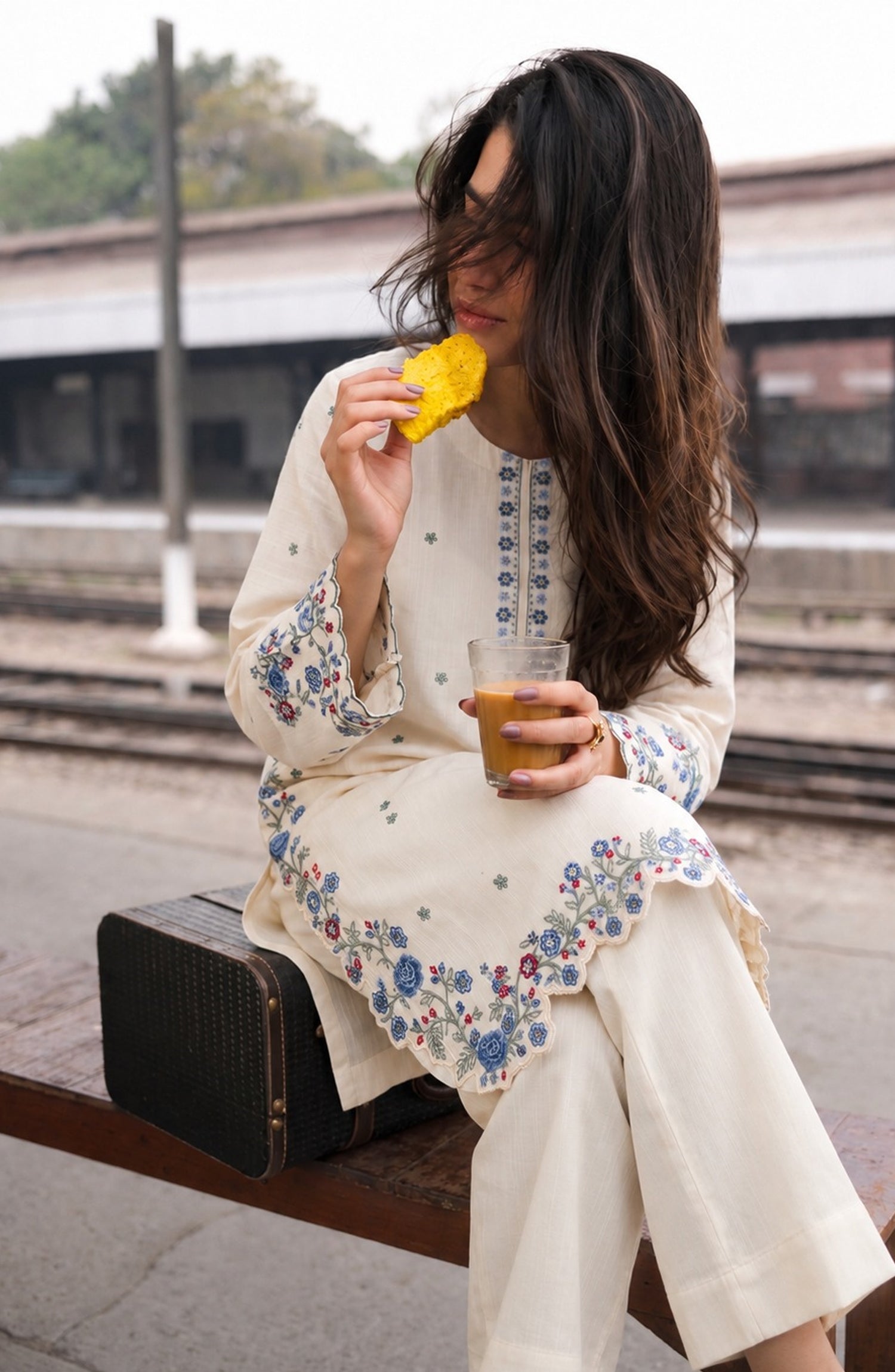 Amna Khadija Embroidered Khaddar Stitched 2 Piece Co-ord Sets - AKPF-07 - AM26AKPF - Off White - Winter Collection