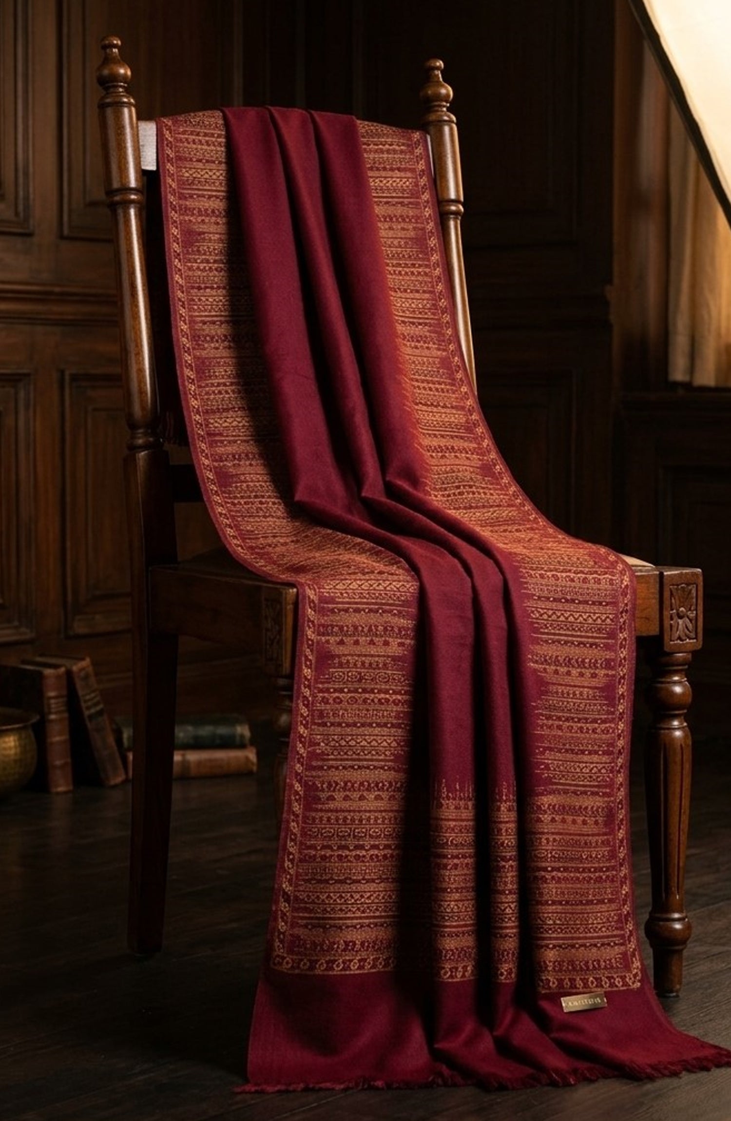 Amna Khadija Kanni Wool Jacquard Shawl - D-02 - AM26GW - Pink - Winter Collection