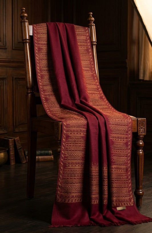 Amna Khadija Kanni Wool Jacquard Shawl - D-02 - AM26GW - Pink - Winter Collection
