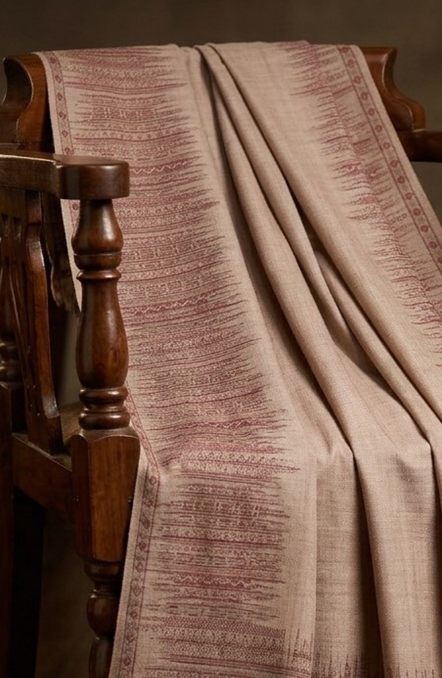 Amna Khadija Kanni Wool Jacquard Shawl - D-05 - AM26GW - Beige - Winter Collection