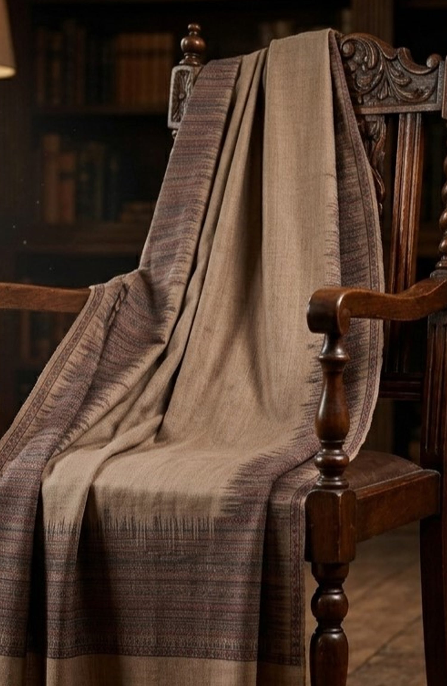 Amna Khadija Kanni Wool Jacquard Shawl - D-07 - AM26GW - Light Grey - Winter Collection