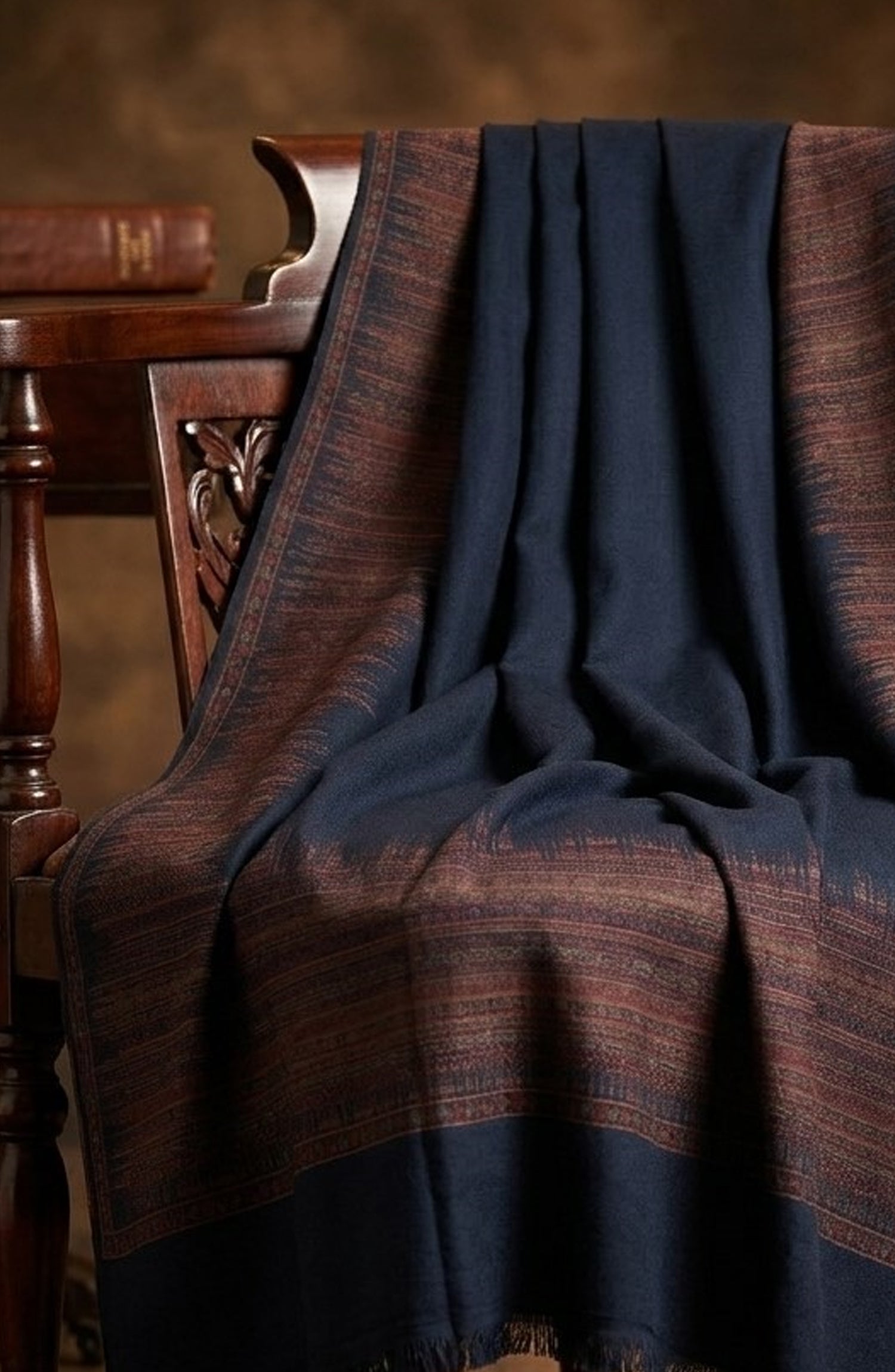 Amna Khadija Kanni Wool Jacquard Shawl - D-08 - AM26GW - Blue - Winter Collection