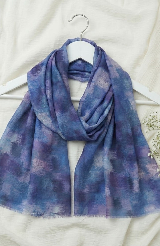 Amna Khadija Printed Twill Pure Lawn Stole - ALS-03 - AM26LST - Blue - Winter Collection