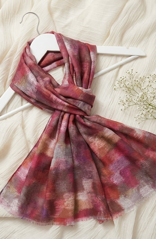 Amna Khadija Printed Twill Pure Lawn Stole - ALS-09 - AM26LST - Pink - Winter Collection