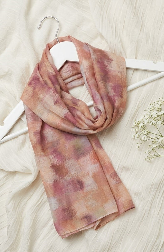 Amna Khadija Printed Twill Pure Lawn Stole - ALS-10 - AM26LST - Peach - Winter Collection