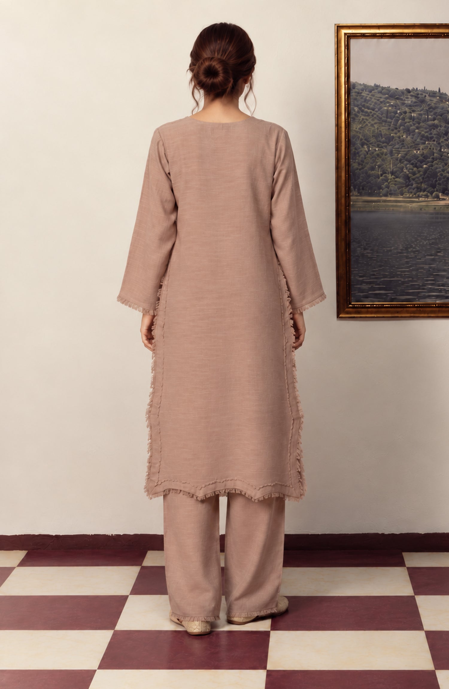 Amna Khadija Twinkle Khaddar Stitched 2 Piece Co-ord Set - AKTK-01 - AM26TWL - Skin - Winter Collection