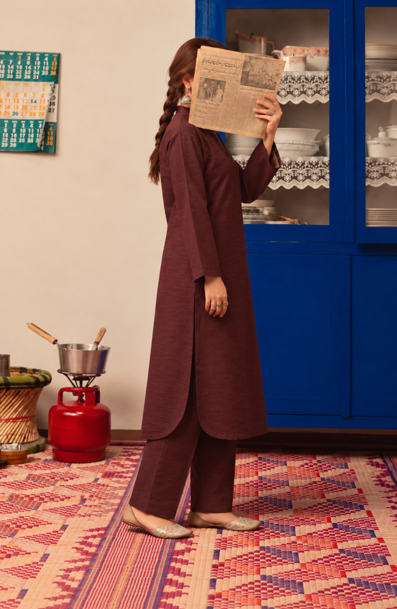 Amna Khadija Twinkle Khaddar Stitched 2 Piece Co-ord Set - AKTK-03 - AM26TWL - Brown - Winter Collection