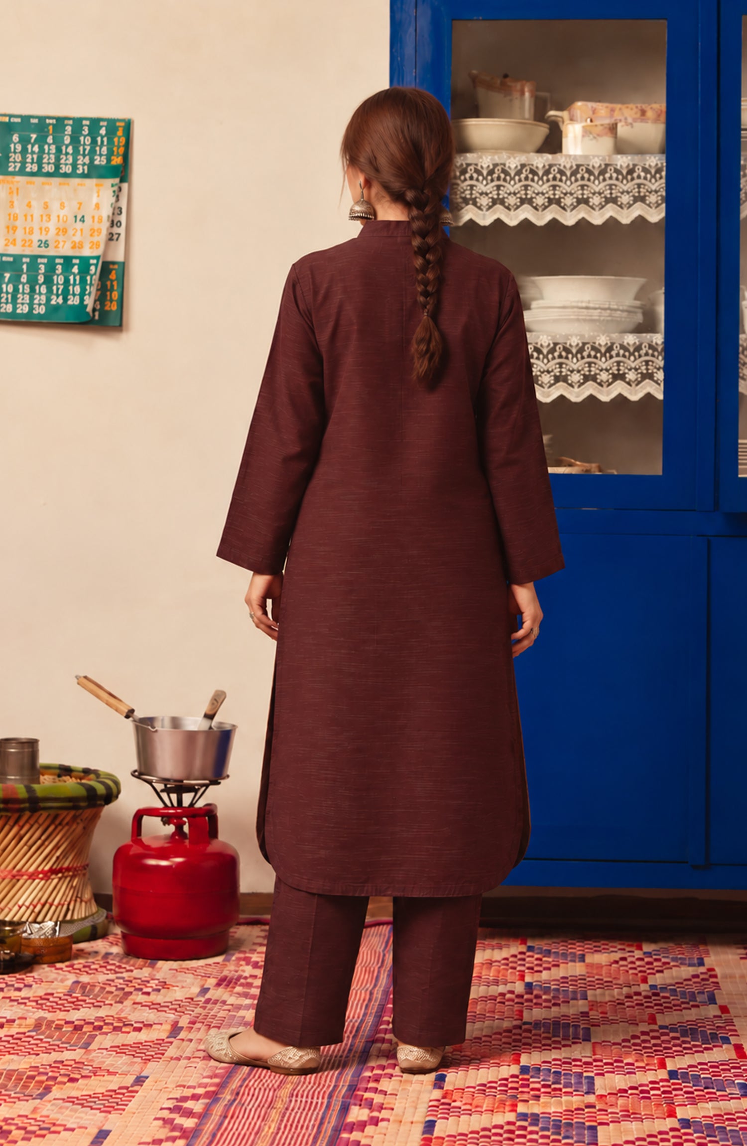 Amna Khadija Twinkle Khaddar Stitched 2 Piece Co-ord Set - AKTK-03 - AM26TWL - Brown - Winter Collection