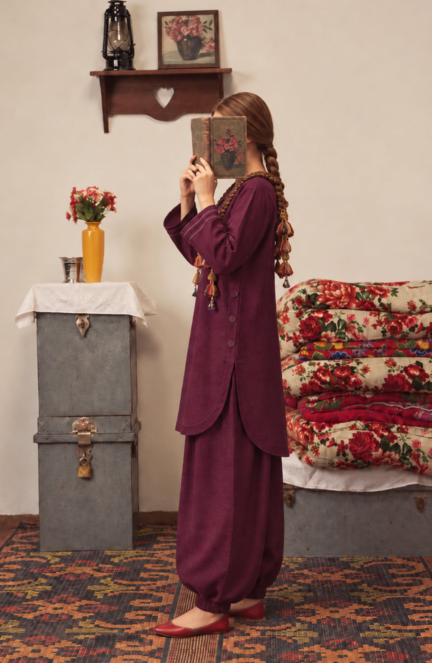 Amna Khadija Twinkle Khaddar Stitched 2 Piece Co-ord Set - AKTK-05 - AM26TWL - Purple - Winter Collection