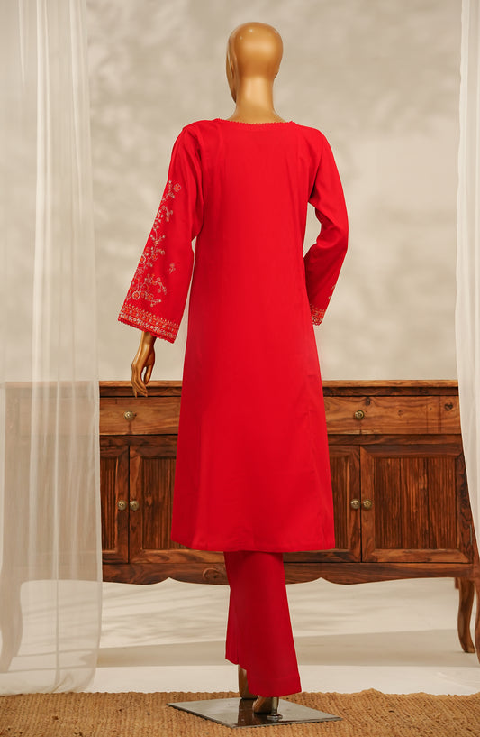 Amna Khadija Embroidered Lawn Stitched 2 Piece Suit - Design-05 - AK25VC5 - Red - Casual Collection