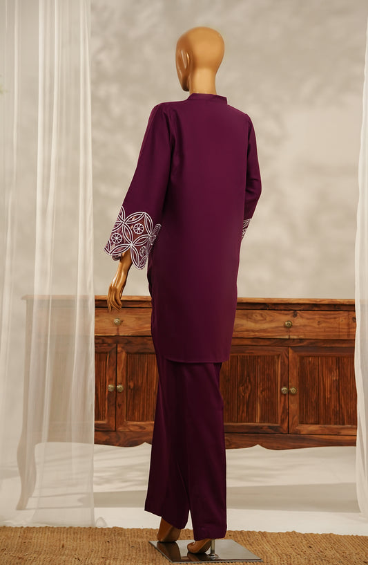 Amna Khadija Embroidered Lawn Stitched 2 Piece Suit - Design-01 - AK25VC5 - Purple - Casual Collection