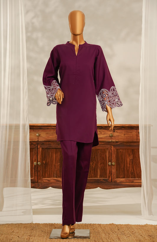 Amna Khadija Embroidered Lawn Stitched 2 Piece Suit - Design-01 - AK25VC5 - Purple - Casual Collection