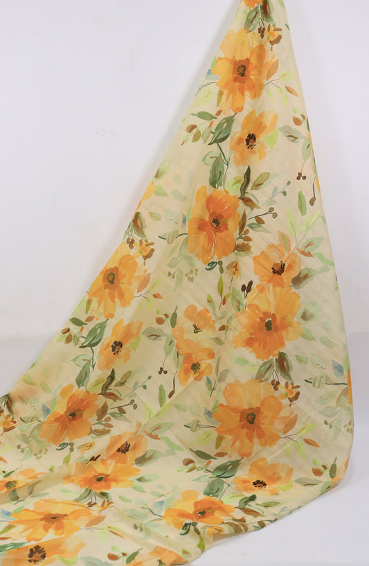 Amna Khadija Classic Printed Bana Dora Lawn Unstitched 2 Piece Suit - Design-44 - AK25CFL6 - Yellow - Summer Collection