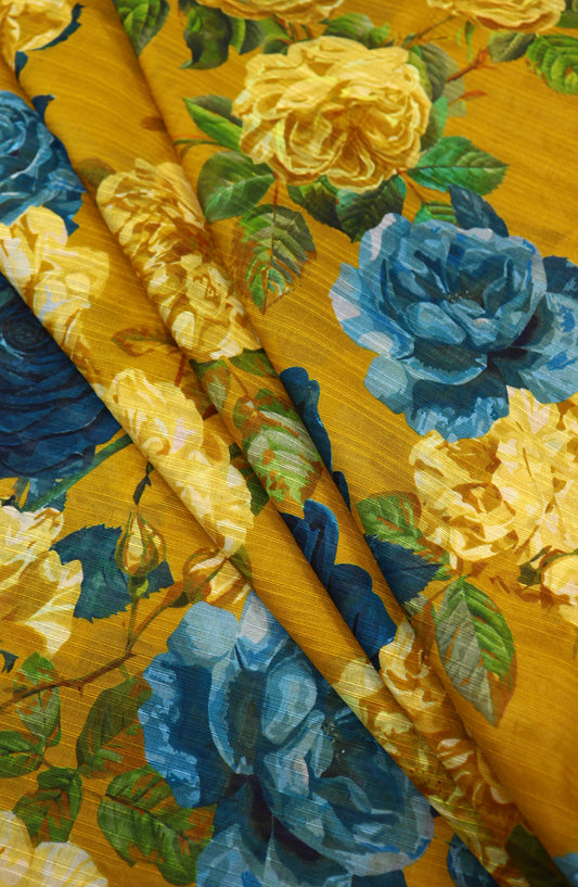 Amna Khadija Classic Printed Bana Dora Lawn Unstitched 2 Piece Suit - Design-47 - AK25CFL6 - Mustard - Summer Collection