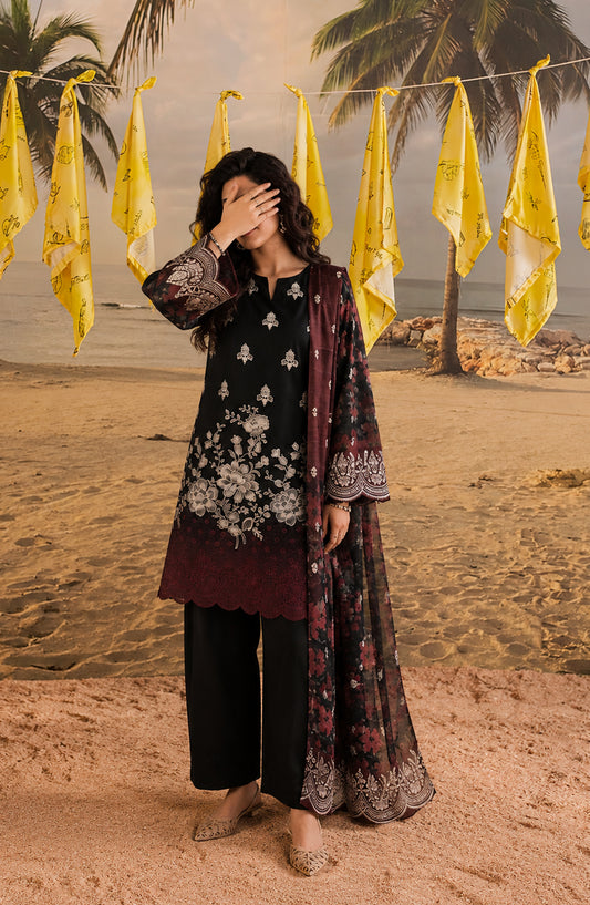 Amna Khadija Bella Doria Embroidered Lawn Unstitched 3 Piece Suit - AKBD-02 - AM26BLDR - Black - Summer Collection