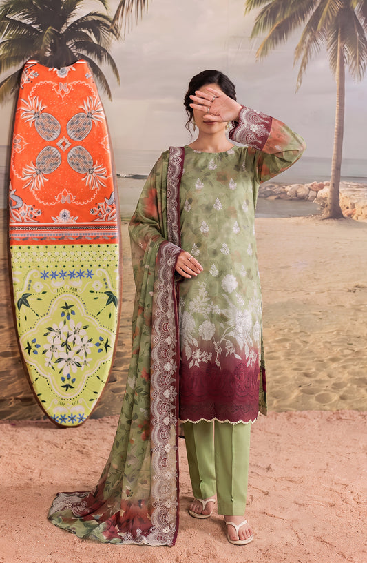 Amna Khadija Bella Doria Embroidered Lawn Unstitched 3 Piece Suit - AKBD-06 - AM26BLDR - Green - Summer Collection