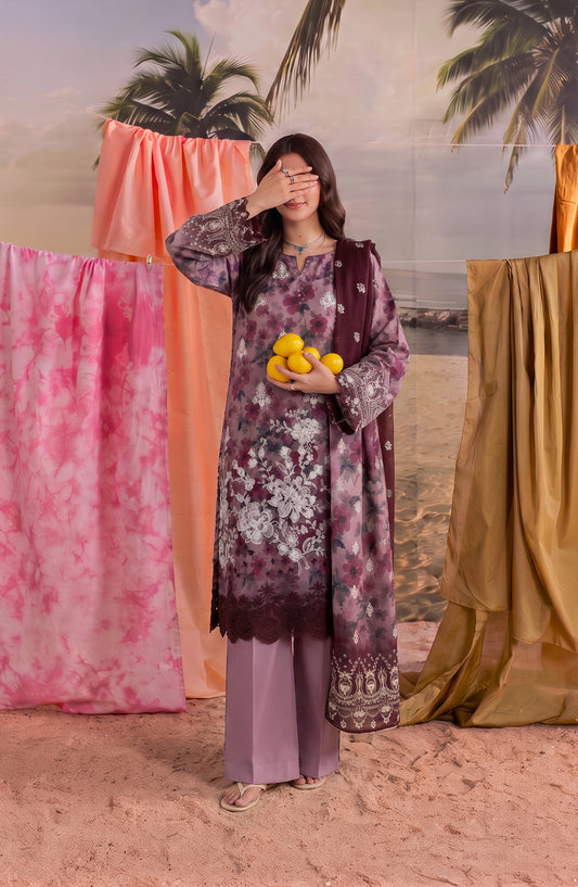 Amna Khadija Bella Doria Embroidered Lawn Unstitched 3 Piece Suit - AKBD-08 - AM26BLDR - Pink - Summer Collection