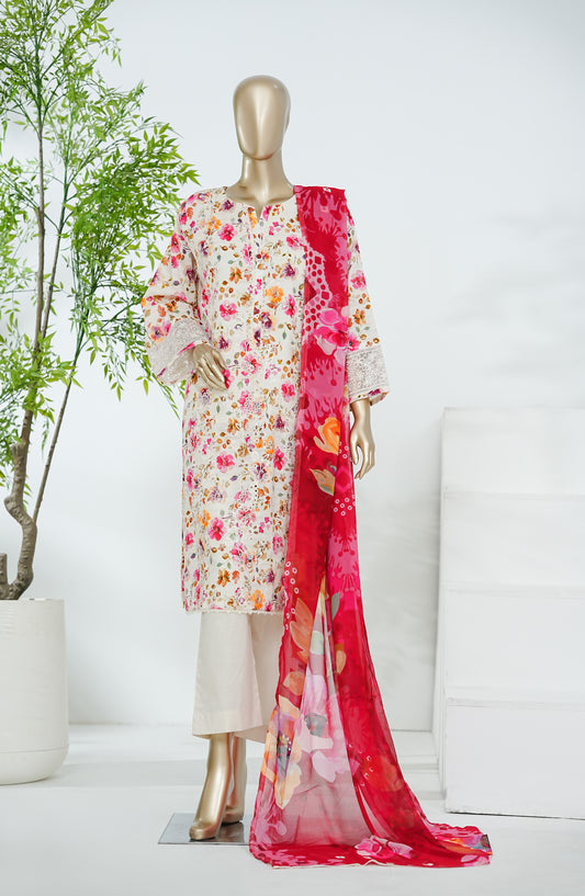 Amna Khadija Design by Aliaa Nesaa Embroidered Lawn Stitched 3 Piece Suit - AKAN-01 - AM26ALNS - Pink - Summer Collection
