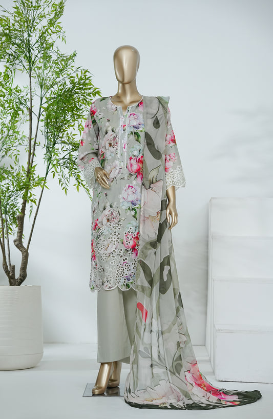 Amna Khadija Design by Aliaa Nesaa Embroidered Lawn Stitched 3 Piece Suit - AKAN-03 - AM26ALNS - Grey - Summer Collection
