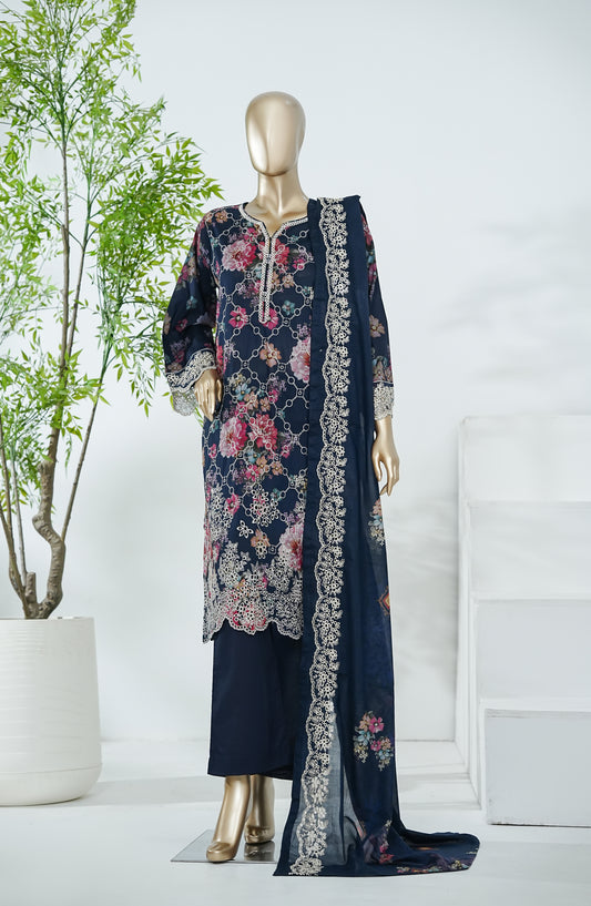 Amna Khadija Design by Aliaa Nesaa Embroidered Lawn Stitched 3 Piece Suit - AKAN-04 - AM26ALNS - Blue - Summer Collection