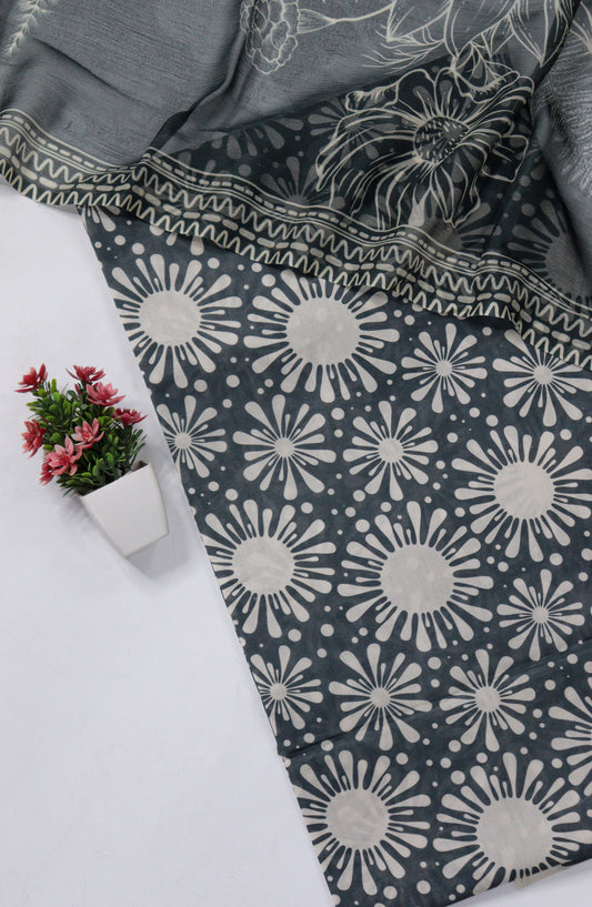 Amna Khadija Fancy Printed Lawn Unstitched 3 Piece Suit - D-09 - AM26FNC - Grey - Summer Collection