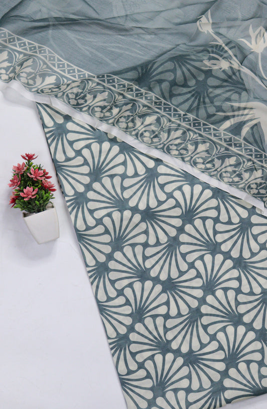 Amna Khadija Fancy Printed Lawn Unstitched 3 Piece Suit - D-07 - AM26FNC - Teal - Summer Collection