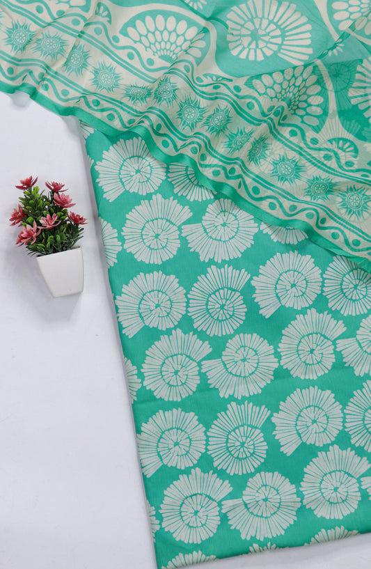 Amna Khadija Fancy Printed Lawn Unstitched 3 Piece Suit - D-05 - AM26FNC - Sea Green - Summer Collection