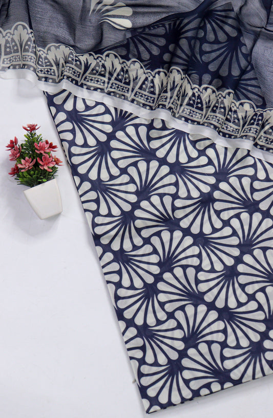 Amna Khadija Fancy Printed Lawn Unstitched 3 Piece Suit - D-01 - AM26FNC - Blue - Summer Collection