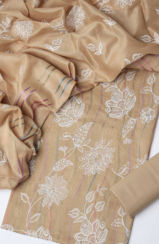 Amna Khadija Embroidered Lawn Unstitched 3 Piece Suit - D-01 - AM26UNT - Brown - Summer Collection