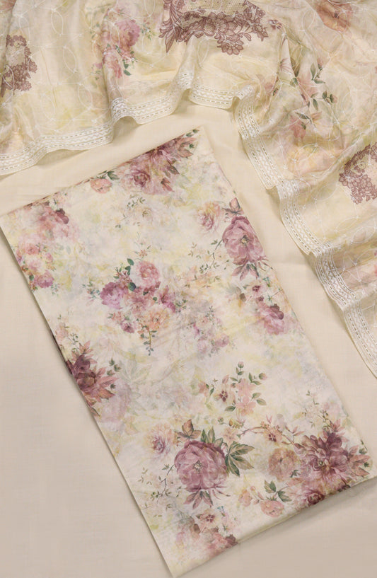 Amna Khadija Embroidered Lawn Unstitched 3 Piece Suit - Design-08 - AM26FNC - Lemon - Summer Collection