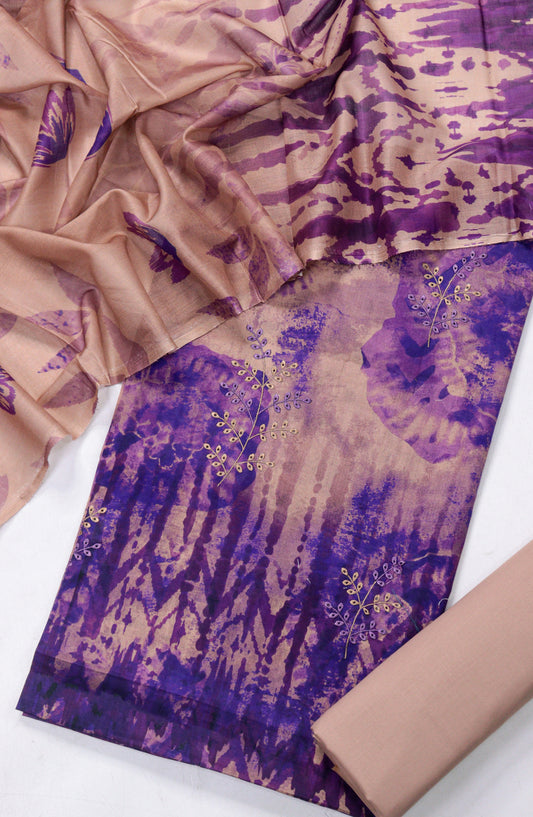 Amna Khadija Embroidered Lawn Unstitched 3 Piece Suit - Design-04 - AM26FNC - Peach - Summer Collection