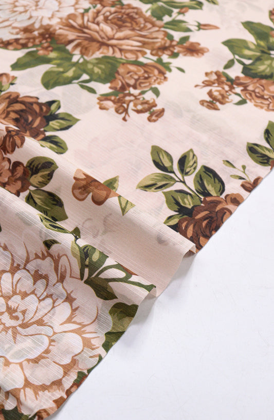 Amna Khadija Fancy Printed Lawn Unstitched 2 Piece Suit - D-07 - AM26FNC - Cream - Summer Collection