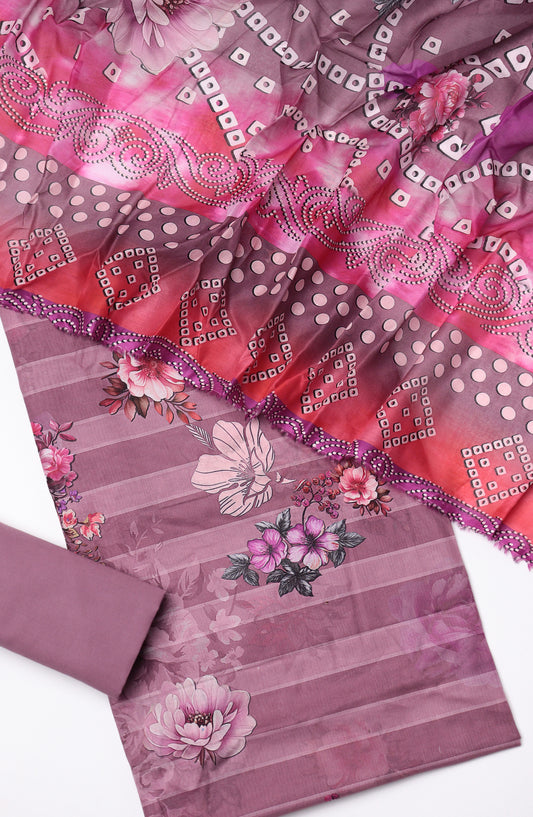 Amna Khadija Fancy Printed Lawn Unstitched 3 Piece Suit - CD-10 - AM26FNC - Pink - Summer Collection