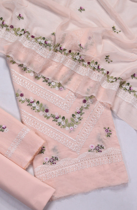 Amna Khadija Embroidered Slub Lawn Unstitched 3 Piece Suit - D-05 - AM26FNC - Pink - Summer Collection