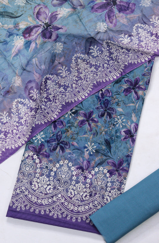 Amna Khadija Embroidered Lawn Unstitched 3 Piece Suit - D-09 - AM26FNC - Blue - Summer Collection