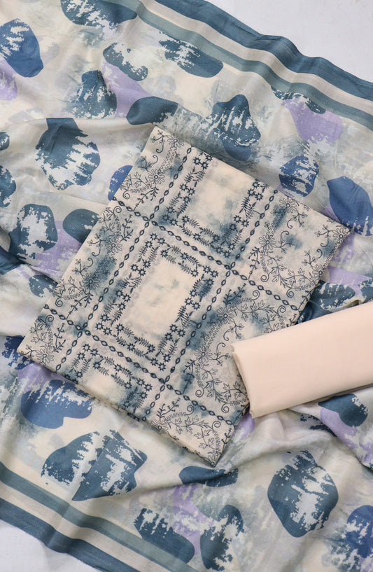 Amna Khadija Embroidered Chikankari Lawn Unstitched 3 Piece Suit - D-09 - AM26FNC - Fawn - Summer Collection