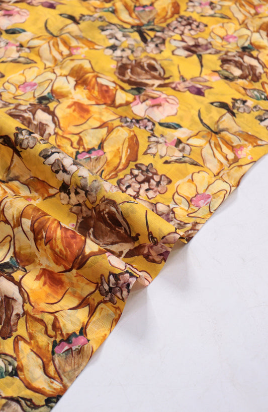 Amna Khadija Fancy Printed Lawn Unstitched 2 Piece Suit - D-21 - AM26FNC - Yellow - Summer Collection