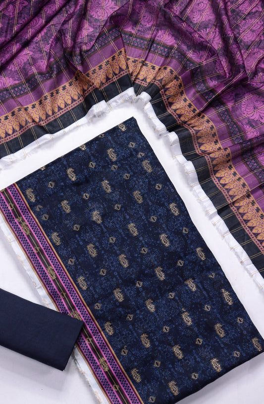 Amna Khadija Broshia Lawn Unstitched 3 Piece Suit - D-21 - AM26FNC - Blue - Summer Collection