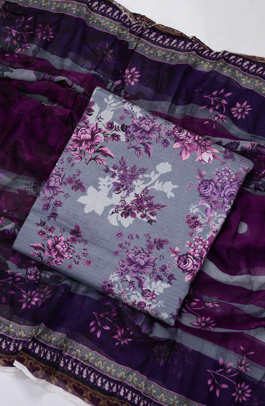 Amna Khadija Printed Bana Dora Unstitched 3 Piece Suit - D-22 - AM26FNC - Purple - Summer Collection