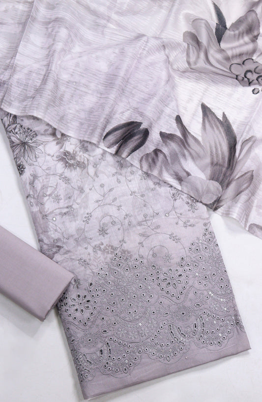 Amna Khadija Embroidered Lawn Unstitched 3 Piece Suit - D-04 - AM26FNC - Purple - Summer Collection