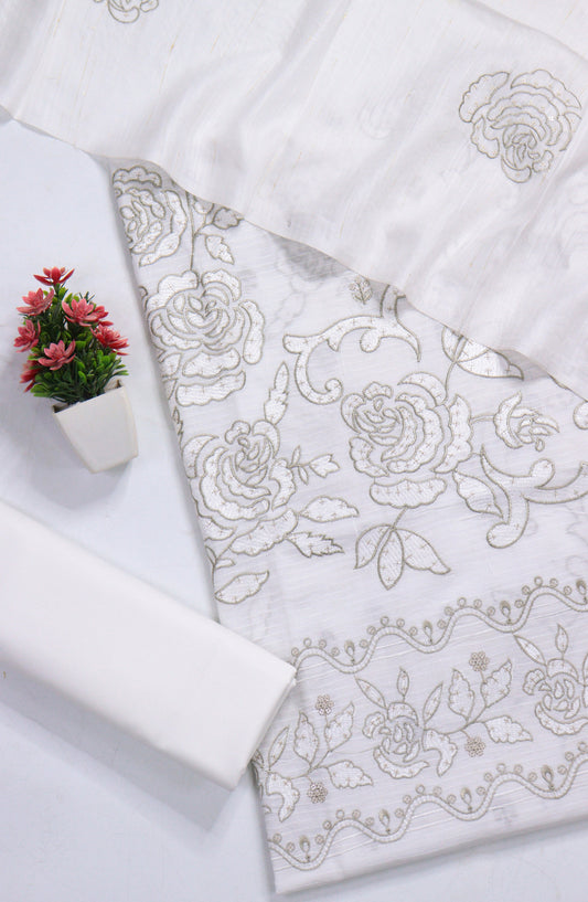 Amna Khadija Embroidered Lawn Unstitched 3 Piece Suit - D-05 - AM26FNC - White - Summer Collection