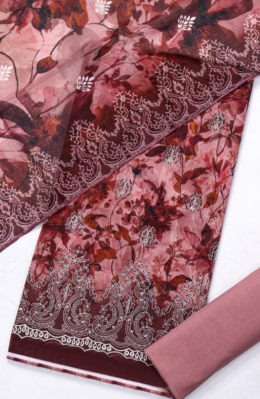 Amna Khadija Embroidered Lawn Unstitched 3 Piece Suit - D-08 - AM26FNC - Pink - Summer Collection