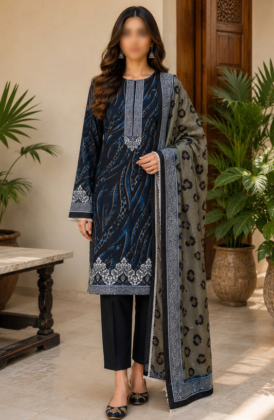 Amna Khadija Fancy Printed Lawn Unstitched 3 Piece Suit - TOD-09 - AM26FNC - Blue - Summer Collection