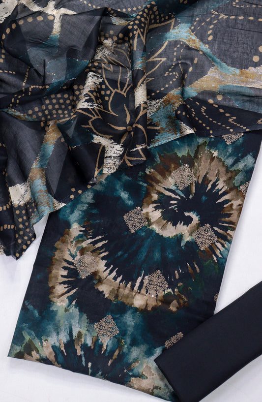 Amna Khadija Embroidered Lawn Unstitched 3 Piece Suit - Design-02 - AM26FNC - Blue - Summer Collection