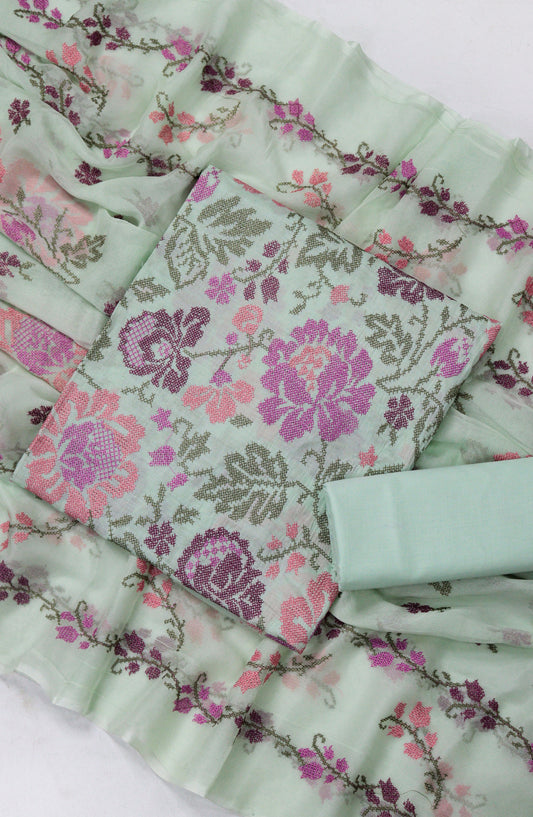 Amna Khadija Fancy Embroidered Lawn Unstitched 3 Piece Suit - Design-03 - AM26FNC - Blue - Summer Collection