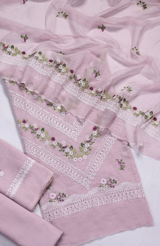 Amna Khadija Embroidered Slub Lawn Unstitched 3 Piece Suit - D-03 - AM26FNC - Purple - Summer Collection