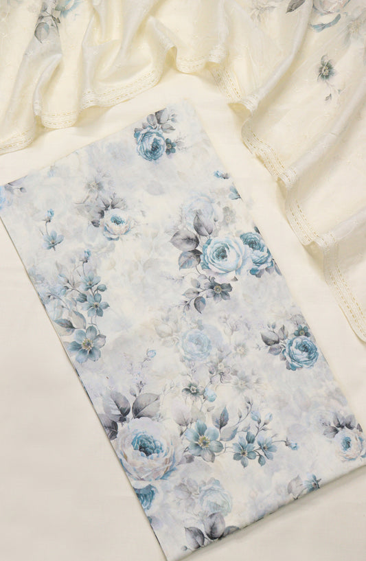 Amna Khadija Embroidered Lawn Unstitched 3 Piece Suit - Design-04 - AM26FNC - Fawn - Summer Collection