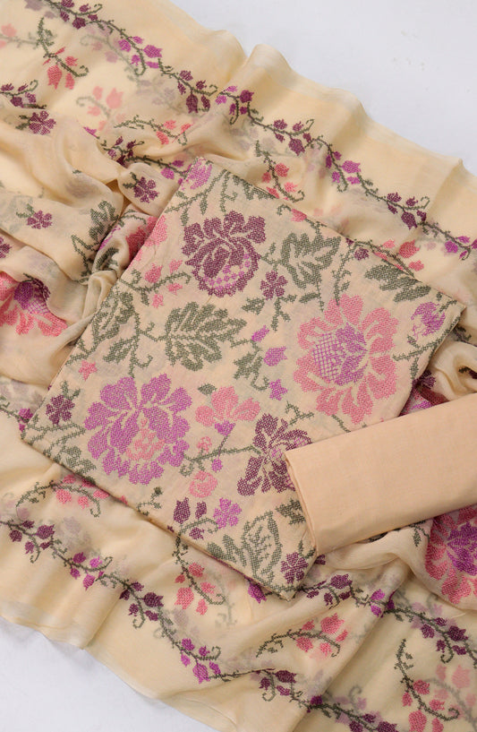 Amna Khadija Fancy Embroidered Lawn Unstitched 3 Piece Suit - Design-02 - AM26FNC - Peach - Summer Collection